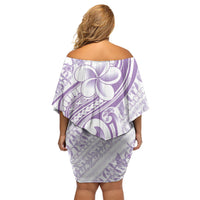 Hawaii Plumeria Lokelani Pikake Lei Off Shoulder Short Dress Poni Polynesian Tattoo