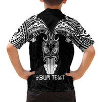Personalised New Zealand Te Reo Maori Family Matching Long Sleeve Bodycon Dress and Hawaiian Shirt Kia Kaha Maori Language Week Black Style LT9 - Polynesian Pride