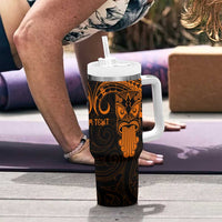 Personalised New Zealand Te Reo Maori Tumbler With Handle Kia Kaha Maori Language Week Gold Style LT9 - Polynesian Pride