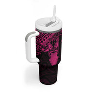 Personalised New Zealand Te Reo Maori Tumbler With Handle Kia Kaha Maori Language Week Pink Style LT9 - Polynesian Pride