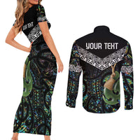 Personalised Maori Manaia Couples Matching Short Sleeve Bodycon Dress and Long Sleeve Button Shirt New Zealand Tribal Hei Matau Papua Shell LT9 - Polynesian Pride