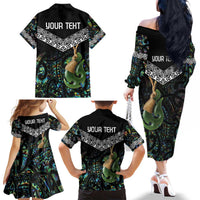 Personalised Maori Manaia Family Matching Off The Shoulder Long Sleeve Dress and Hawaiian Shirt New Zealand Tribal Hei Matau Papua Shell LT9 - Polynesian Pride