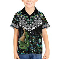 Personalised Maori Manaia Family Matching Short Sleeve Bodycon Dress and Hawaiian Shirt New Zealand Tribal Hei Matau Papua Shell LT9 Son's Shirt Green - Polynesian Pride