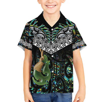 Personalised Maori Manaia Kid Hawaiian Shirt New Zealand Tribal Hei Matau Papua Shell LT9 Kid Green - Polynesian Pride