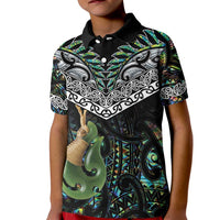 Personalised Maori Manaia Kid Polo Shirt New Zealand Tribal Hei Matau Papua Shell LT9 Kid Green - Polynesian Pride