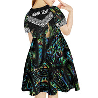 Personalised Maori Manaia Kid Short Sleeve Dress New Zealand Tribal Hei Matau Papua Shell LT9 - Polynesian Pride