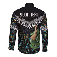 Personalised Maori Manaia Long Sleeve Button Shirt New Zealand Tribal Hei Matau Papua Shell LT9 - Polynesian Pride