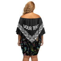 Personalised Maori Manaia Off Shoulder Short Dress New Zealand Tribal Hei Matau Papua Shell LT9 - Polynesian Pride