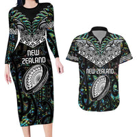 Custom New Zealand Couples Matching Long Sleeve Bodycon Dress and Hawaiian Shirt Maori Rugby Tattoo Papua Shell LT9 Green - Polynesian Pride