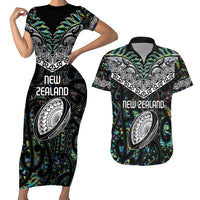 Custom New Zealand Couples Matching Short Sleeve Bodycon Dress and Hawaiian Shirt Maori Rugby Tattoo Papua Shell LT9 Green - Polynesian Pride