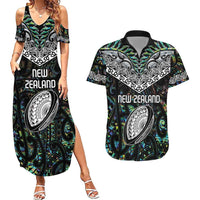 Custom New Zealand Couples Matching Summer Maxi Dress and Hawaiian Shirt Maori Rugby Tattoo Papua Shell LT9 Green - Polynesian Pride