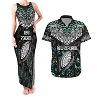 Custom New Zealand Couples Matching Tank Maxi Dress and Hawaiian Shirt Maori Rugby Tattoo Papua Shell LT9 Green - Polynesian Pride