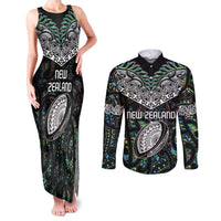Custom New Zealand Couples Matching Tank Maxi Dress and Long Sleeve Button Shirt Maori Rugby Tattoo Papua Shell LT9 Green - Polynesian Pride