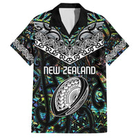 Custom New Zealand Family Matching Off The Shoulder Long Sleeve Dress and Hawaiian Shirt Maori Rugby Tattoo Papua Shell LT9 Dad's Shirt - Short Sleeve Green - Polynesian Pride