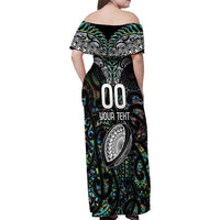 Custom New Zealand Family Matching Off Shoulder Maxi Dress and Hawaiian Shirt Maori Rugby Tattoo Papua Shell LT9 - Polynesian Pride