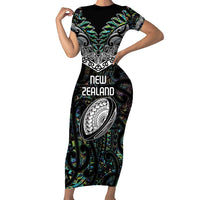 Custom New Zealand Short Sleeve Bodycon Dress Maori Rugby Tattoo Papua Shell LT9 Long Dress Green - Polynesian Pride