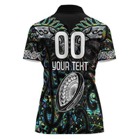 Custom New Zealand Women Polo Shirt Maori Rugby Tattoo Papua Shell