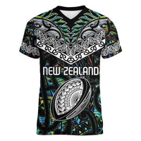 Custom New Zealand Women V-Neck T-Shirt Maori Rugby Tattoo Papua Shell LT9 Female Green - Polynesian Pride