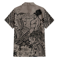 Beauty and The Warrior Polynesian Valentine Hawaiian Shirt Hibiscus FLowers Brown Style LT9 - Polynesian Pride