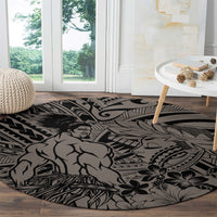 Beauty and The Warrior Polynesian Valentine Round Carpet Hibiscus FLowers Brown Style LT9 - Polynesian Pride