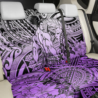 Beauty and The Warrior Polynesian Valentine Back Car Seat Cover Hibiscus FLowers Purple Style LT9 - Polynesian Pride