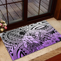 Beauty and The Warrior Polynesian Valentine Rubber Doormat Hibiscus FLowers Purple Style LT9 - Polynesian Pride