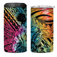Beauty and The Warrior Polynesian Valentine 4 in 1 Can Cooler Tumbler Hibiscus FLowers Rainbow Style LT9 One Size: 16 oz Art - Polynesian Pride