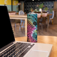 Beauty and The Warrior Polynesian Valentine Skinny Tumbler Hibiscus FLowers Rainbow Style LT9 - Polynesian Pride