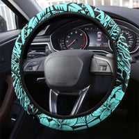 Beauty and The Warrior Polynesian Valentine Steering Wheel Cover Hibiscus FLowers Turquoise Style LT9 - Polynesian Pride