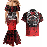 Aotearoa Bulldog Personalised Couples Matching Mermaid Dress and Hawaiian Shirt Maori Kowhaiwhai Motif LT9 - Polynesian Pride