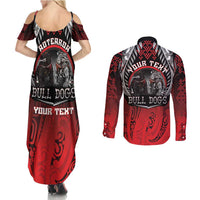 Aotearoa Bulldog Personalised Couples Matching Summer Maxi Dress and Long Sleeve Button Shirt Maori Kowhaiwhai Motif LT9 - Polynesian Pride
