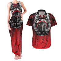 Aotearoa Bulldog Personalised Couples Matching Tank Maxi Dress and Hawaiian Shirt Maori Kowhaiwhai Motif LT9 Red - Polynesian Pride