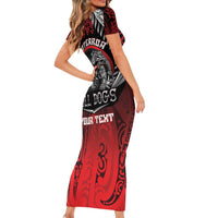 Aotearoa Bulldog Personalised Family Matching Short Sleeve Bodycon Dress and Hawaiian Shirt Maori Kowhaiwhai Motif LT9 - Polynesian Pride