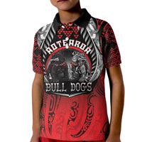 Aotearoa Bulldog Personalised Kid Polo Shirt Maori Kowhaiwhai Motif LT9 Kid Red - Polynesian Pride