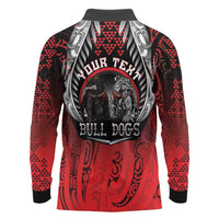 Aotearoa Bulldog Personalised Long Sleeve Polo Shirt Maori Kowhaiwhai Motif LT9 - Polynesian Pride