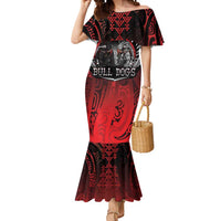 Aotearoa Bulldog Personalised Mermaid Dress Maori Kowhaiwhai Motif LT9 Women Red - Polynesian Pride