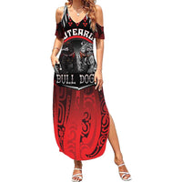 Aotearoa Bulldog Personalised Summer Maxi Dress Maori Kowhaiwhai Motif LT9 Women Red - Polynesian Pride