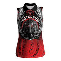 Aotearoa Bulldog Personalised Women Sleeveless Polo Shirt Maori Kowhaiwhai Motif LT9 Female Red - Polynesian Pride