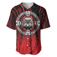 Aotearoa Bulldog Baseball Jersey New Zealand Kowhaiwhai Tribal LT9 Red - Polynesian Pride