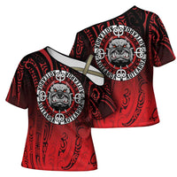 Aotearoa Bulldog Cross Shoulder Shirt New Zealand Kowhaiwhai Tribal LT9 - Polynesian Pride