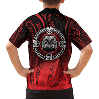 Aotearoa Bulldog Family Matching Off The Shoulder Long Sleeve Dress and Hawaiian Shirt New Zealand Kowhaiwhai Tribal LT9 - Polynesian Pride