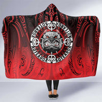Aotearoa Bulldog Hooded Blanket New Zealand Kowhaiwhai Tribal LT9 One Size Red - Polynesian Pride
