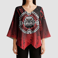 Aotearoa Bulldog Kimono Sleeve Blouse New Zealand Kowhaiwhai Tribal LT9 - Polynesian Pride