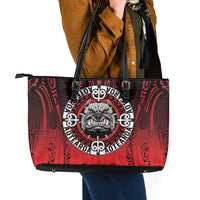 Aotearoa Bulldog Leather Tote Bag New Zealand Kowhaiwhai Tribal LT9 - Polynesian Pride