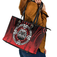 Aotearoa Bulldog Leather Tote Bag New Zealand Kowhaiwhai Tribal LT9 - Polynesian Pride