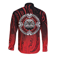 Aotearoa Bulldog Long Sleeve Button Shirt New Zealand Kowhaiwhai Tribal LT9 - Polynesian Pride