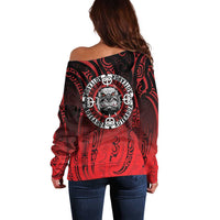 Aotearoa Bulldog Off Shoulder Sweater New Zealand Kowhaiwhai Tribal LT9 - Polynesian Pride
