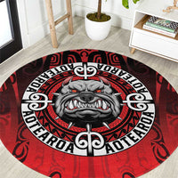 Aotearoa Bulldog Round Carpet New Zealand Kowhaiwhai Tribal LT9 Red - Polynesian Pride