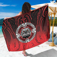 Aotearoa Bulldog Sarong New Zealand Kowhaiwhai Tribal LT9 One Size 44 x 66 inches Red - Polynesian Pride