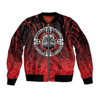 Aotearoa Bulldog Sleeve Zip Bomber Jacket New Zealand Kowhaiwhai Tribal LT9 Unisex Red - Polynesian Pride